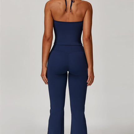 The Surge Halter Crop Top Flared Leggings 2-Piece Set