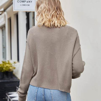 Button Down Exposed Seam Women Cardigan