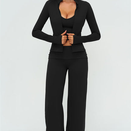 The Twirl Zip Jacket Halter Tank Top Leggings 3-Piece Set