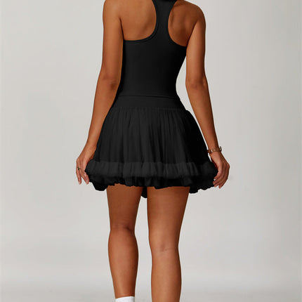 The Dynamic Crop Top Mesh Tennis Skirt 2-Piece Set