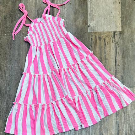 Pink and White Stripes Midi Maxi
