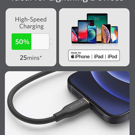 Anker <b>641</b> USB-C to Lightning Cable (Flow, 3 ft Silicone)