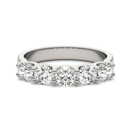 AGI Certified 1 1/4 CTW Round Lab Grown Diamond (G/VS) Five Stone Anniversary Band in 14K White Gold