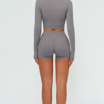 The Lushness Long Sleeve Crop top Shorts 2-Piece Set