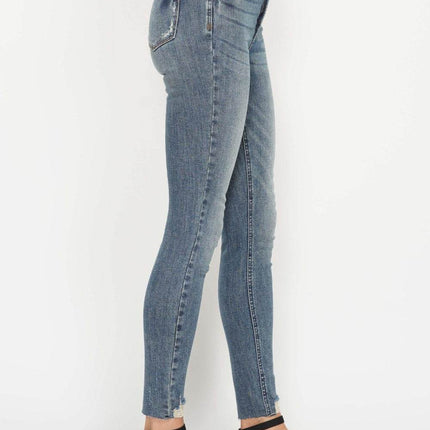 Judy Blue Full Size Tummy Control Vintage Wash Hem Destroy Skinny Women Jeans