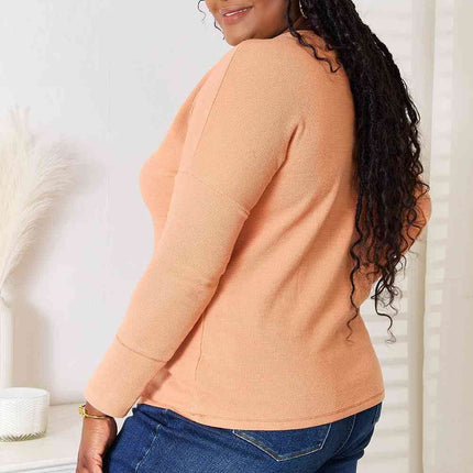 Basic Bae Half Button Long Sleeve Women Top