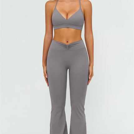 The Lushness Y-Back Sports Bra Flared Leggings 2-Piece Set