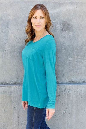 Basic Bae Full Size V-Neck Long Sleeve Women Top
