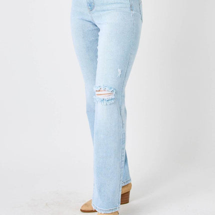 Judy Blue Full Size High Waist Distressed Straight Women Jeans
