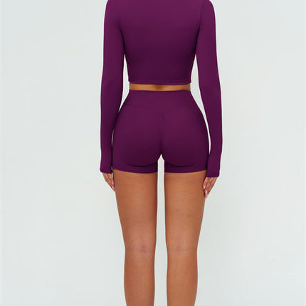 The Lushness Long Sleeve Crop top Shorts 2-Piece Set