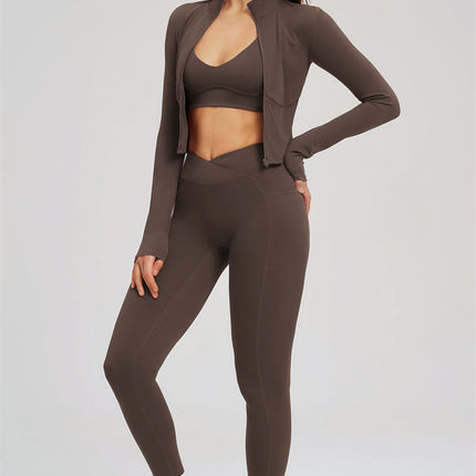 The Sizzle Zip Jacket Sports Bra Leggings 3-Piece Set