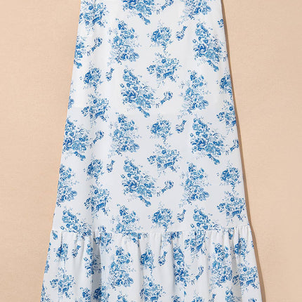 Boho Floral High Waist Ruffle Split Maxi Skirt | 2 Colors