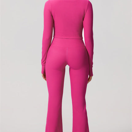 The Daze Zip Jacket Sports Bra Flared Leggings 3-Piece Set