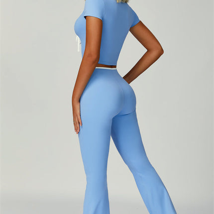 The Skyline Tie Top Flared Leggings 2-Piece Set