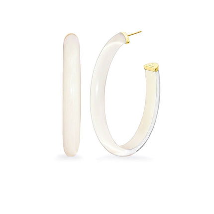 XL Oval Illusion Neutral Lucite Hoop Earrings