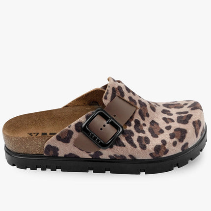 Zoe by LEON- Women’s Leather Platform Clog- Adjustable Buckle with Cork-style Footbed