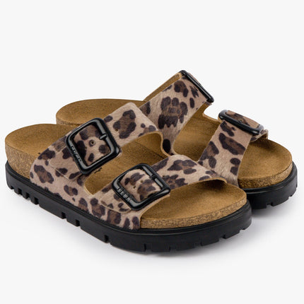 Terra by LEON- Women’s Leather Sandal– Adjustable Buckle Cork-style Footbed
