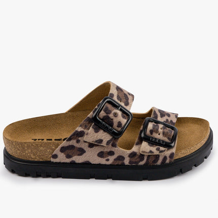 Terra by LEON- Women’s Leather Sandal– Adjustable Buckle Cork-style Footbed