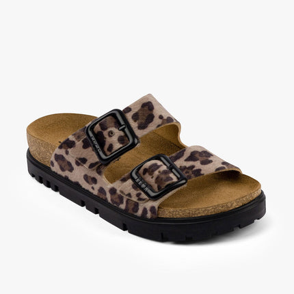 Terra by LEON- Women’s Leather Sandal– Adjustable Buckle Cork-style Footbed