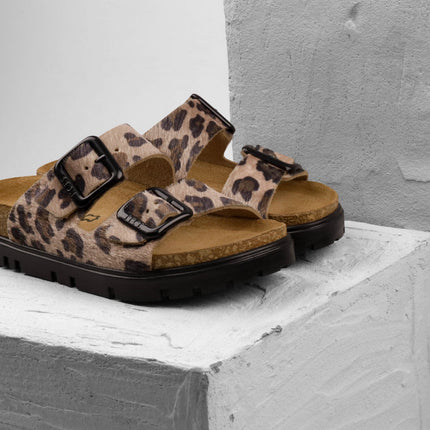 Terra by LEON- Women’s Leather Sandal– Adjustable Buckle Cork-style Footbed