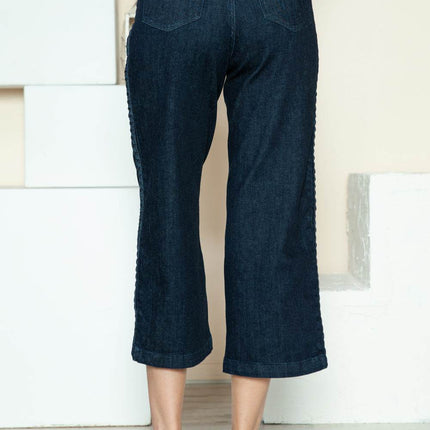 Judy Blue Full Size Side Seam Braid Detail Crop Wide Leg Women Jeans