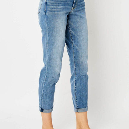 Judy Blue Full Size Cuffed Hem Low Waist Slim Women Jeans