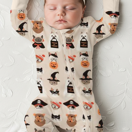 Meow & Treat (Convertible Zip Footies)
