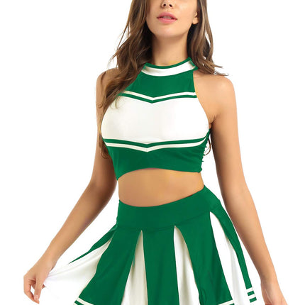 Cheerleader Costume - Women's Crop Top with Pleated Mini Skirt Uniform