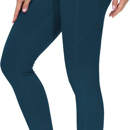 Women's High Waisted Yoga Leggings with Pockets - Thick Tummy Control Workout Pants