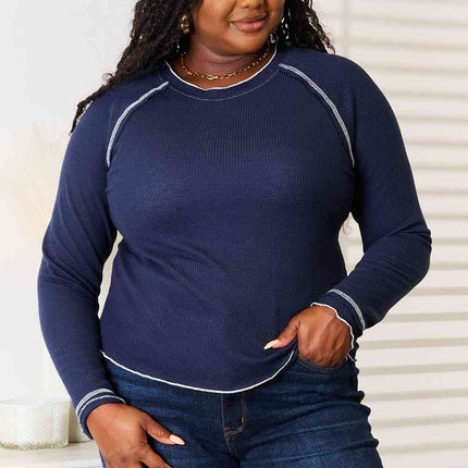 Basic Bae Long Raglan Sleeve Round Neck Women Top