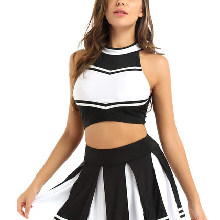 Cheerleader Costume - Women's Crop Top with Pleated Mini Skirt Uniform