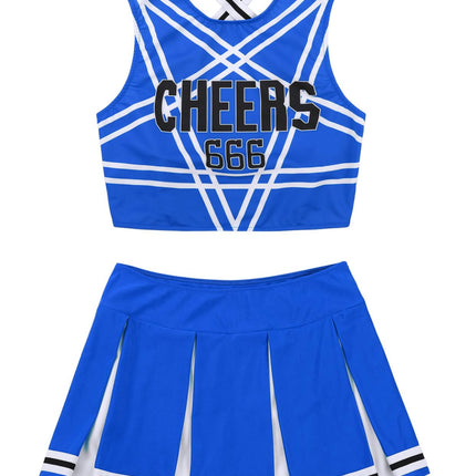 Cheerleader Costume - Women's Crop Top with Pleated Mini Skirt Uniform