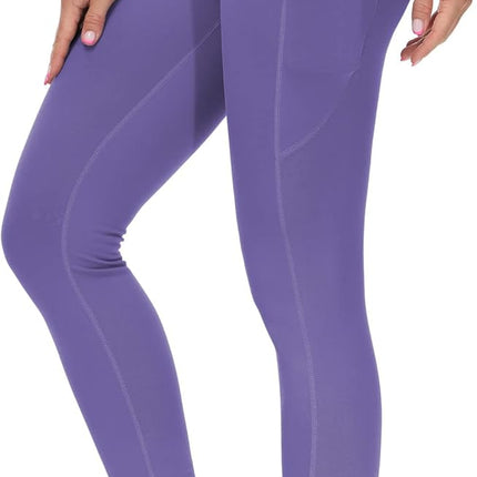 Women's High Waisted Yoga Leggings with Pockets - Thick Tummy Control Workout Pants