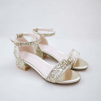 Rock Glitter Low Block Heel Girls Sandals