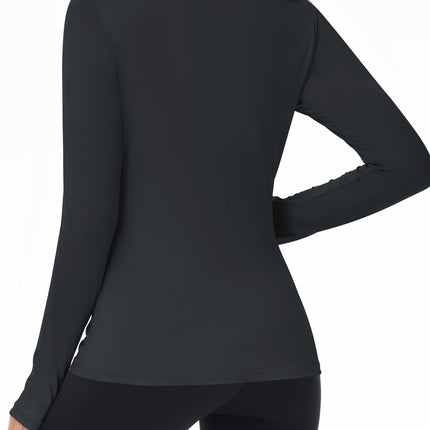 Women's UPF 50+ Sun Protection Long Sleeve Shirt - Athletic Rash Guard with Thumb Holes