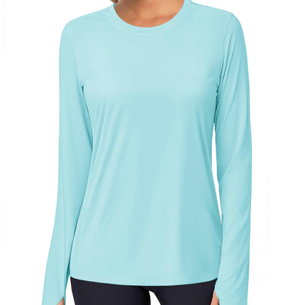 Women's UPF 80+ Long Sleeve Rash Guard - Quick Dry Athletic Shirt with Thumb Holes