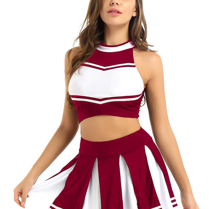 Cheerleader Costume - Women's Crop Top with Pleated Mini Skirt Uniform