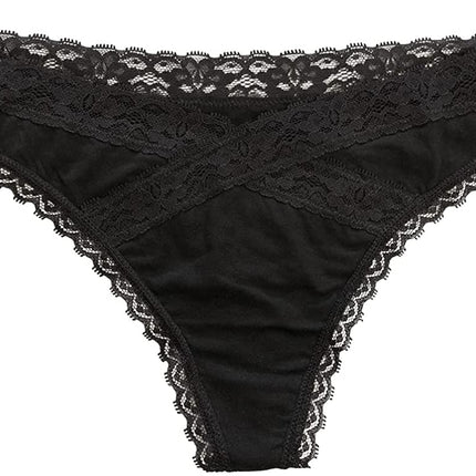 Modal Thong featuring Crossed Lace Trim