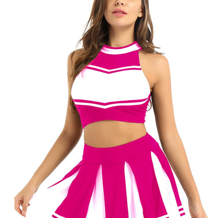 Cheerleader Costume - Women's Crop Top with Pleated Mini Skirt Uniform