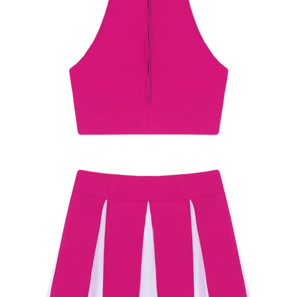 Cheerleader Costume - Women's Crop Top with Pleated Mini Skirt Uniform