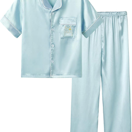 Girls Satin Pajama Set - Silky Button Down PJ with Shorts Size 6-16