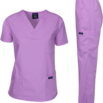 Medical Scrubs Set Unisex - V-Neck Top and Elastic Waist Pants Uniform for Healthcare Workers