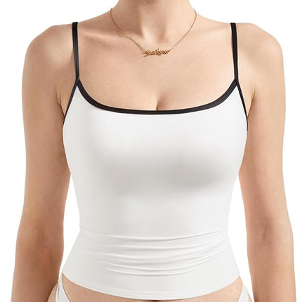 Women Square Neck Tank Top - Summer Cami with Adjustable Straps