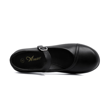 Mary Jane Flats for Women - Comfortable Round Toe Ballet Flats with Buckle Strap Work Shoes