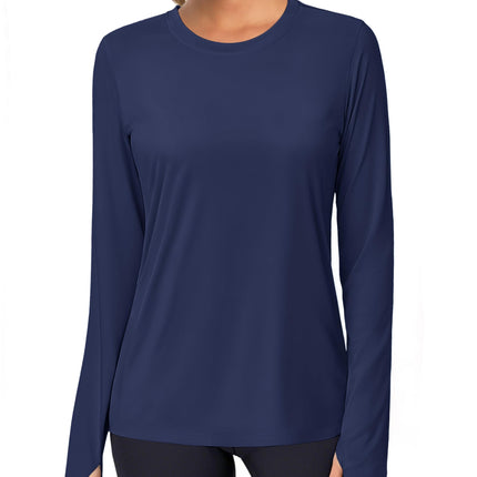 Women's UPF 80+ Long Sleeve Rash Guard - Quick Dry Athletic Shirt with Thumb Holes