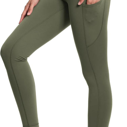 Women's High Waisted Yoga Leggings with Pockets - Thick Tummy Control Workout Pants