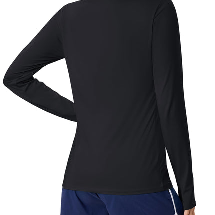 Women's UPF 80+ Long Sleeve Rash Guard - Quick Dry Athletic Shirt with Thumb Holes