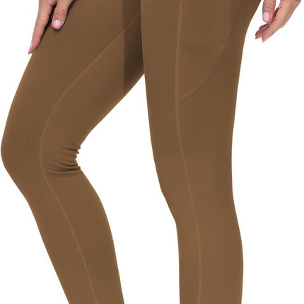 Women's High Waisted Yoga Leggings with Pockets - Thick Tummy Control Workout Pants