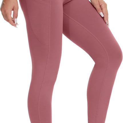 Women's High Waisted Yoga Leggings with Pockets - Thick Tummy Control Workout Pants
