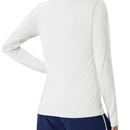 Women's UPF 80+ Long Sleeve Rash Guard - Quick Dry Athletic Shirt with Thumb Holes